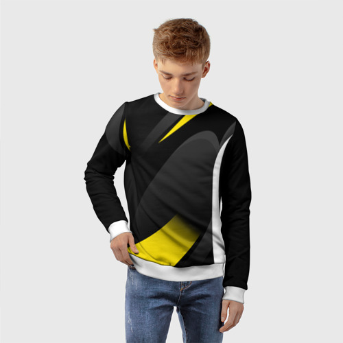 Детский свитшот 3D Sport wear yellow, цвет 3D печать - фото 3