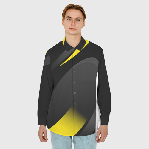 Мужская рубашка oversize 3D с принтом Sport wear yellow, фото на моделе #1