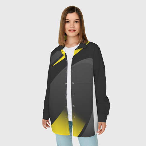Женская рубашка oversize 3D с принтом Sport wear yellow, фото на моделе #1