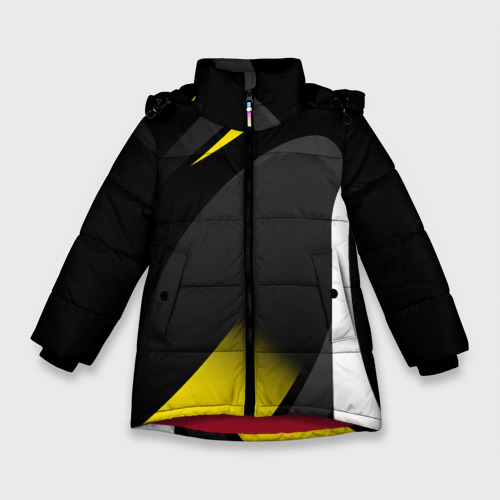 Зимняя куртка для девочек 3D с принтом Sport wear yellow, вид спереди #2