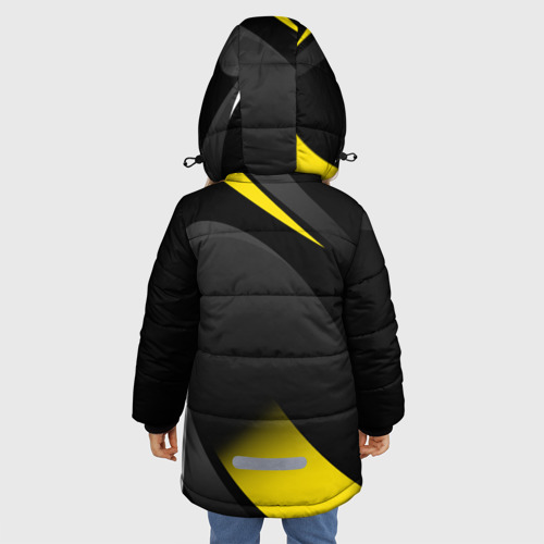 Зимняя куртка для девочек 3D с принтом Sport wear yellow, вид сзади #2