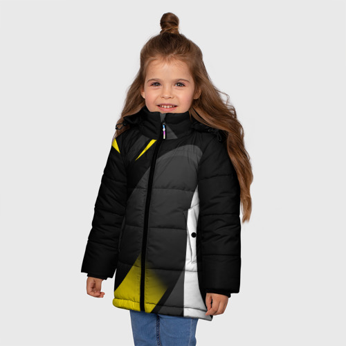 Зимняя куртка для девочек 3D с принтом Sport wear yellow, фото на моделе #1