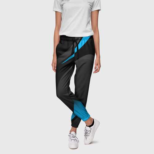 Женские брюки 3D с принтом SPORT WEAR BLUE, фото на моделе #1
