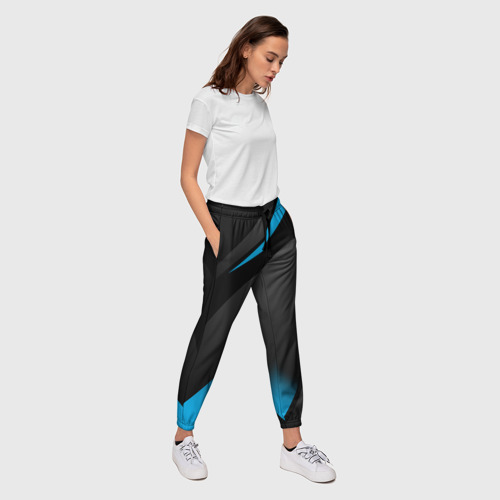 Женские брюки 3D с принтом SPORT WEAR BLUE, вид сбоку #3