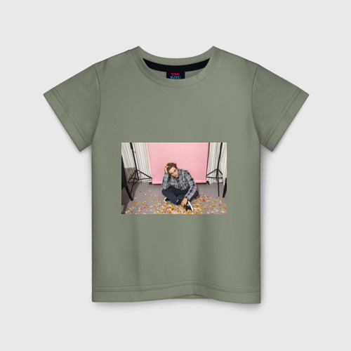 Детская футболка хлопок Роберт Паттинсон, цвет авокадо