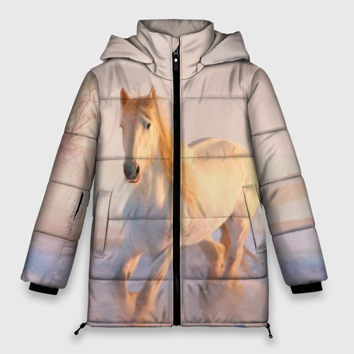 Женская зимняя куртка Oversize Белая лошадь, цвет черный