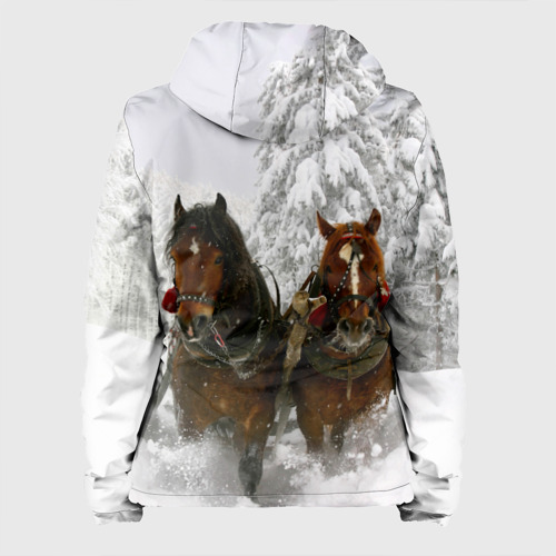 Женская куртка 3D с принтом Лошади и снег, вид сзади #1