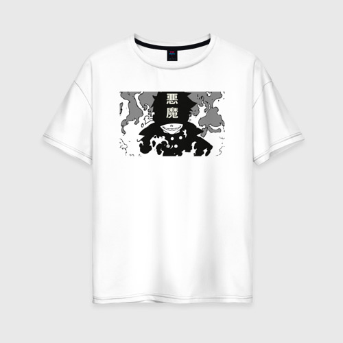 Женская футболка из хлопка оверсайз с принтом Shinra the devil, вид спереди №1
