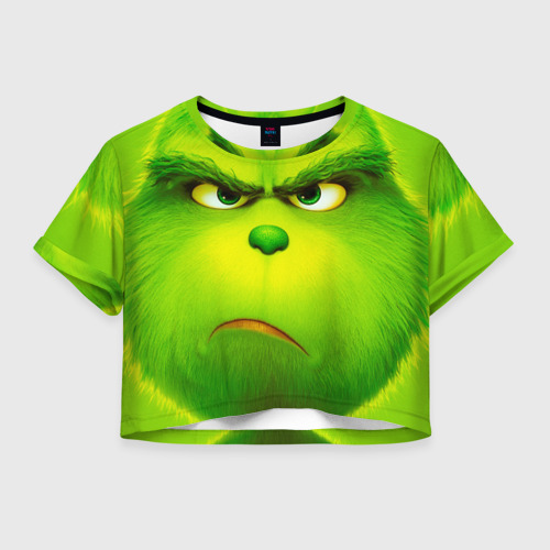 Женская футболка Crop-top 3D Гринч 3D/ The Grinch, цвет 3D печать