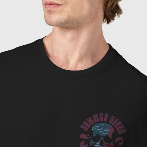 Мужская футболка хлопок Летние флюиды, цвет черный - фото 6