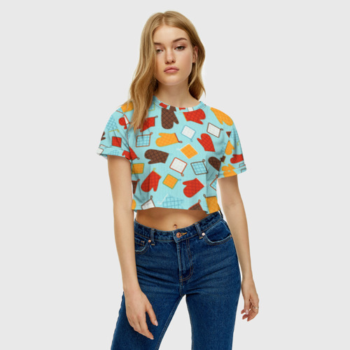 Женская футболка Crop-top 3D Ухватки, цвет 3D печать - фото 4