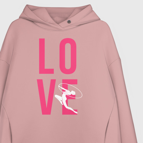 Женское худи Oversize хлопок Love, цвет пыльно-розовый - фото 3