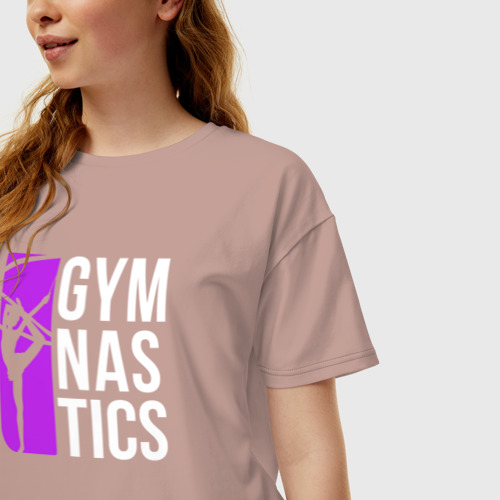 Женская футболка хлопок Oversize Gymnastics, цвет пыльно-розовый - фото 3