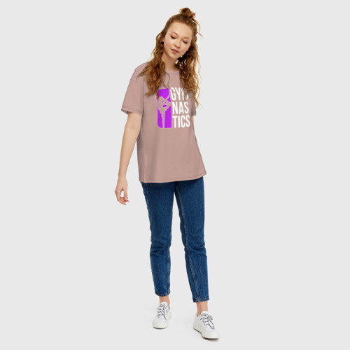 Женская футболка хлопок Oversize Gymnastics, цвет пыльно-розовый - фото 5