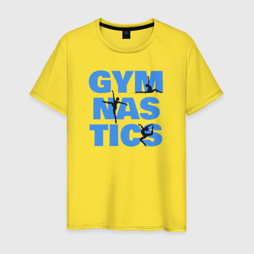 Мужская футболка хлопок Спортивная гимнастика, цвет желтый