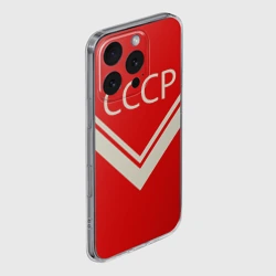 Чехол для iPhone 16 Pro силиконовый с защитой камеры СССР хоккейная форма - фото 2