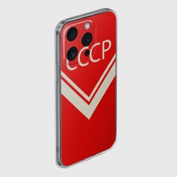 Чехол для iPhone 15 Pro силиконовый с защитой камеры СССР хоккейная форма - фото 2