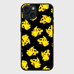 Чехол силиконовый для Apple iPhone 15 матовый Много Пикачу