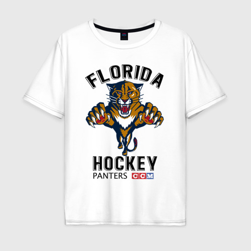 Мужская футболка оверсайз из хлопка с принтом Florida Panters NHL, вид спереди №1