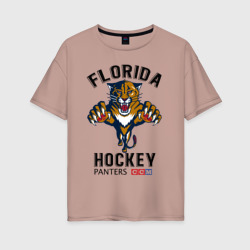 Женская футболка хлопок Oversize Florida Panters NHL