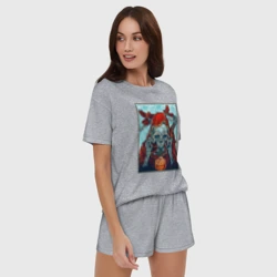 Женская пижама с шортиками хлопок Манчкин со смертью - фото 2