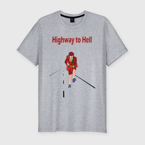 Мужская футболка хлопок Slim Highway to Hell AC DC, цвет меланж