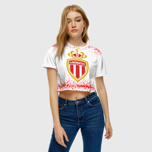 Женская футболка Crop-top 3D MONACO., цвет 3D печать - фото 4