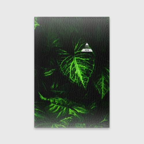 Обложка для паспорта матовая кожа Листья зеленые code error 404, цвет зеленый