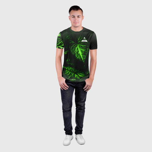 Мужская футболка 3D Slim Листья зеленые code error 404 - фото 4