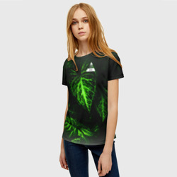 Женская футболка 3D Листья зеленые code error 404 - фото 2