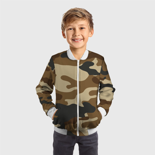 Детский бомбер 3D camouflage, цвет белый - фото 4