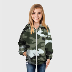 Ветровка с принтом Camouflage 2 для ребенка, вид на модели спереди №3. Цвет основы: белый