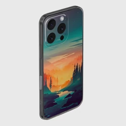 Чехол для iPhone 16 Pro силиконовый с защитой камеры Закат в лесу - фото 2