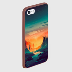 Чехол для iPhone 5/5S матовый Закат в лесу - фото 2