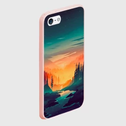 Чехол для iPhone 5/5S матовый Закат в лесу - фото 2
