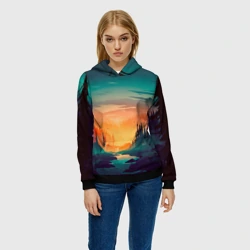 Женская толстовка 3D Закат в лесу - фото 2
