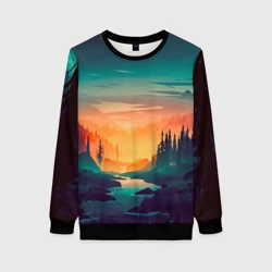 Женский свитшот 3D Закат в лесу