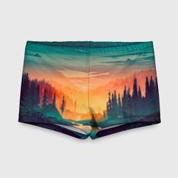 Детские купальные плавки 3D Закат в лесу