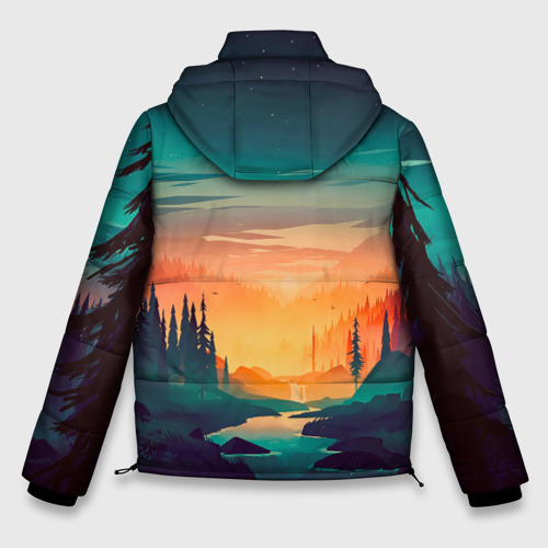 Мужская зимняя куртка 3D Закат в лесу, цвет черный - фото 2