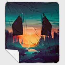 Плед с рукавами Закат в лесу