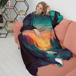 Плед с рукавами Закат в лесу - фото 2