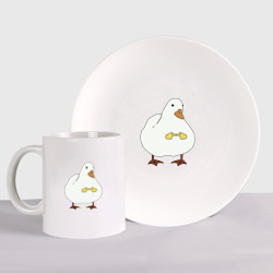 Shy duck – Набор: тарелка + кружка с принтом купить