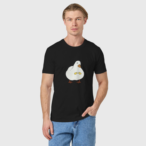 Мужская футболка хлопок с принтом Shy duck, фото на моделе #1