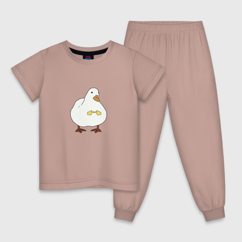 Детская пижама хлопок с принтом Shy duck, вид спереди #2