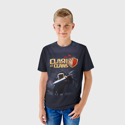 Детская футболка 3D с принтом Clash of Clans, фото на моделе #1