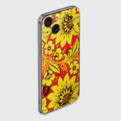 Чехол для iPhone 15 силиконовый с защитой камеры Хохлома - фото 2