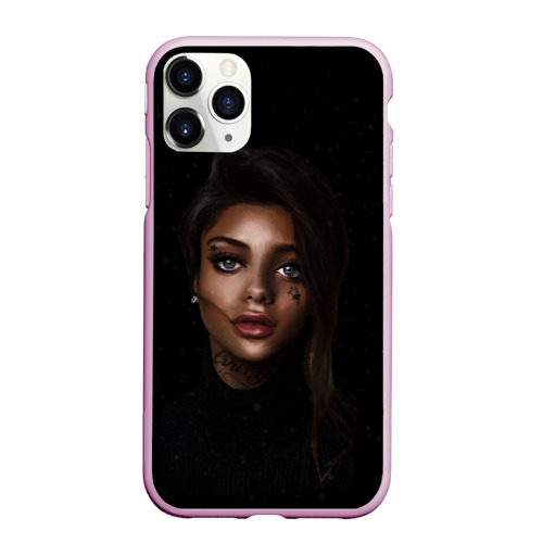 Чехол для iPhone 11 Pro Max матовый Girl DARK, цвет розовый