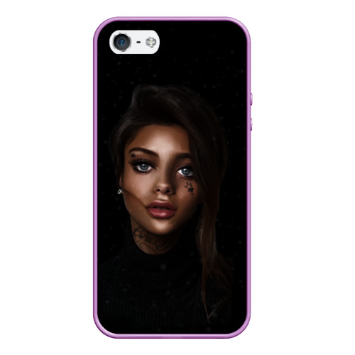 Чехол для iPhone 5/5S матовый Girl DARK, цвет сиреневый