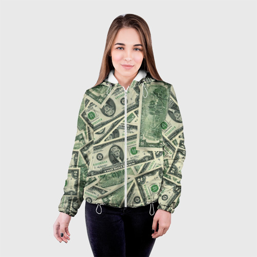 Женская куртка 3D Доллар, цвет белый - фото 3