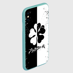 Чехол для iPhone XS Max матовый Черный Клевер прямо разделенный фон - фото 2